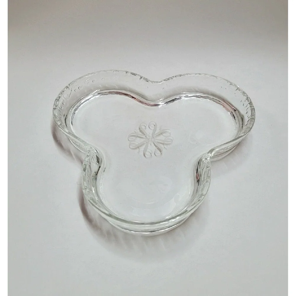 Vintage Avon‎ Clover Shaped Clear Glass Trinket Candy Dish Hostess Gift
